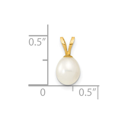 14K White Rice Freshwater Cultured Pearl Pendant