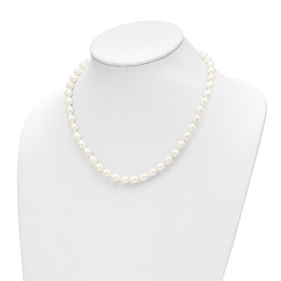 14K White Rice Freshwater Cultured Pearl Necklace and Post Earring Set