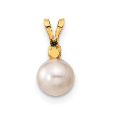 14K White Round Akoya Saltwater Cultured Pearl and .10 Carat Diamond Post Earrings and Pendant Set