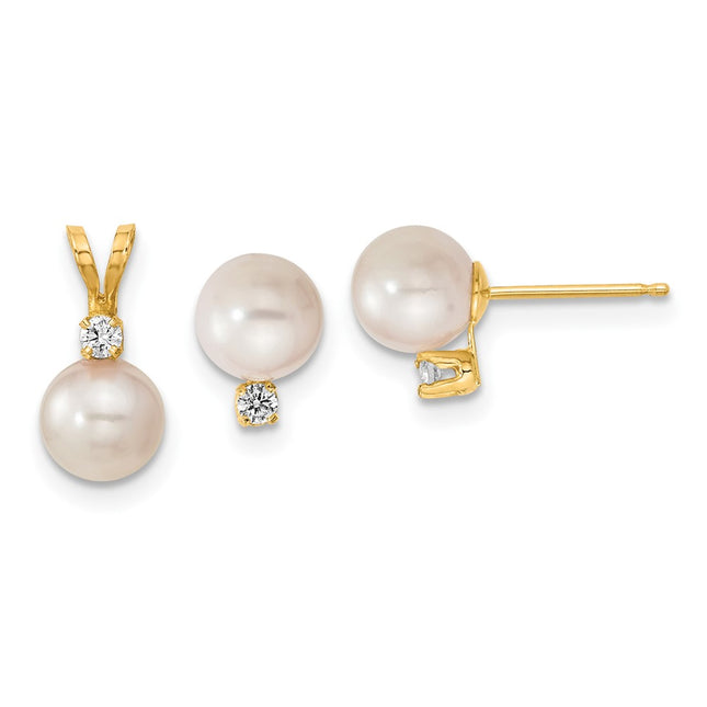 14k Yellow Gold Earrings Style XF399SET - Classique Jewelry Inc.