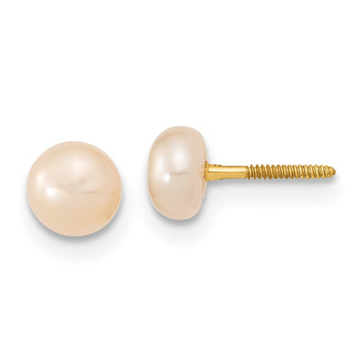14K Semi-Round Pink Freshwater Cultured Pearl Necklace, Bracelet and Post Earring Set