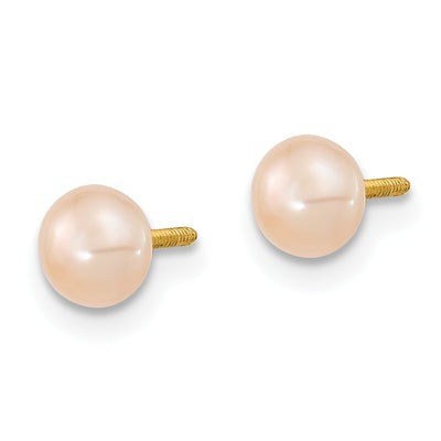 14K Semi-Round Pink Freshwater Cultured Pearl Necklace, Bracelet and Post Earring Set