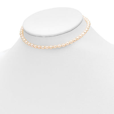 14K Semi-Round Pink Freshwater Cultured Pearl Necklace, Bracelet and Post Earring Set