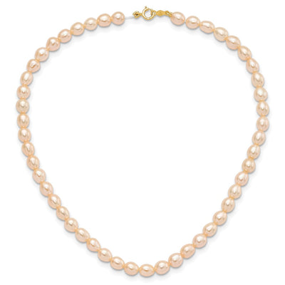 14K Semi-Round Pink Freshwater Cultured Pearl Necklace, Bracelet and Post Earring Set