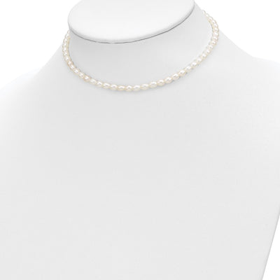 14K Semi-Round White Freshwater Cultured Pearl Necklace, Bracelet and Post Earrings Set