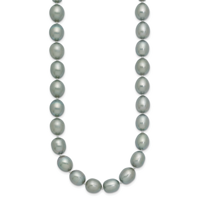 14K White Gold Grey Rice Freshwater Cultured Pearl, 16 x 8 to 9mm