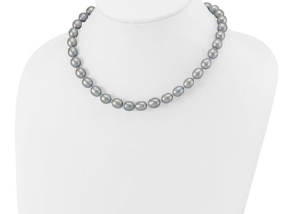 14k White Gold 8- Grey Rice Freshwater Cultured Pearl, 16 x 8 to 9mm