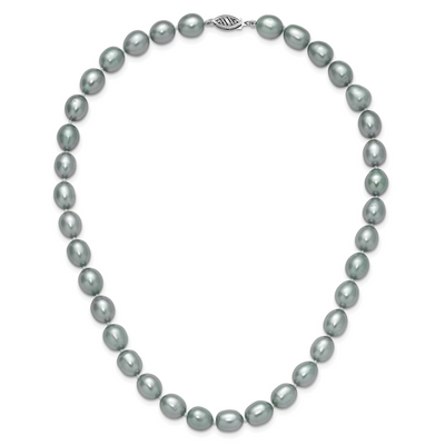 14K White Gold Grey Rice Freshwater Cultured Pearl, 16 x 8 to 9mm