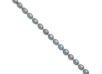 14k White Gold 8- Grey Rice Freshwater Cultured Pearl