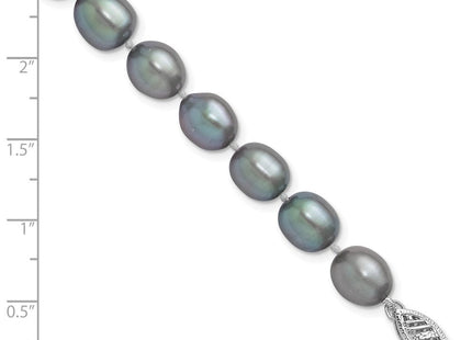 14k White Gold 8- Grey Rice Freshwater Cultured Pearl