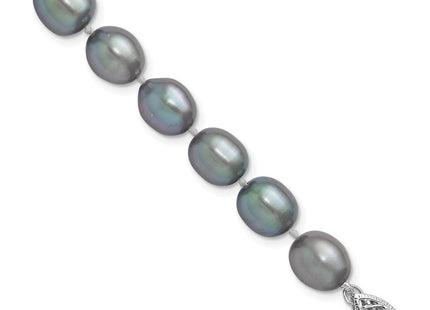 14k White Gold 8- Grey Rice Freshwater Cultured Pearl