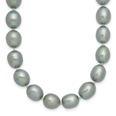 14K White Gold Grey Rice Freshwater Cultured Pearl, 16 x 8 to 9mm