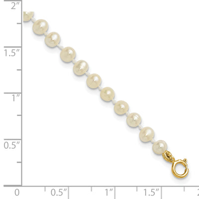 14K White Semi-Round Freshwater Cultured Pearl Bracelet
