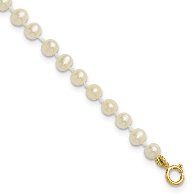 14k 3- White Semi-Round Freshwater Cultured Pearl Bracelet