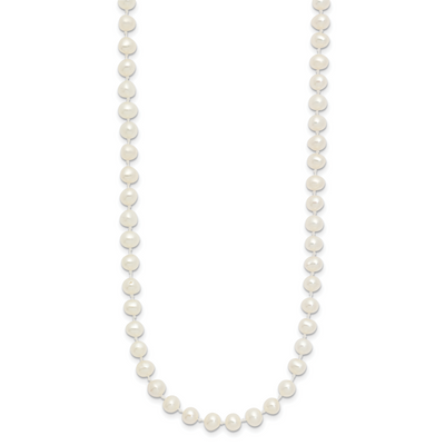 14K White Semi-Round Freshwater Cultured Pearl Necklace