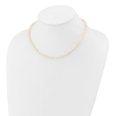14K White Semi-Round Freshwater Cultured Pearl Necklace