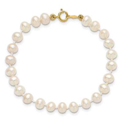 14K White Semi-Round Freshwater Cultured Pearl Necklace