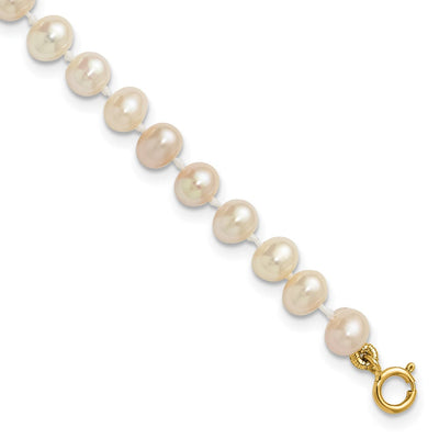 14K White Semi-Round Freshwater Cultured Pearl Necklace