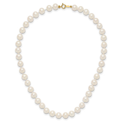 14K White Semi-Round Freshwater Cultured Pearl Necklace