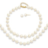 14k 6- White Round Freshwater Cultured Pearl 7. with 1 Extender Bracelet/ with Extender Necklace/Button Earrings Set