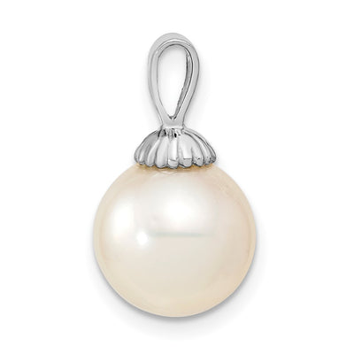14K White Gold White Round South Sea Saltwater Cultured Pearl Pendant