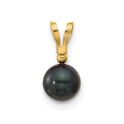 14K Black Round Akoya Saltwater Cultured Pearl and .01 Carat Diamond Pendant