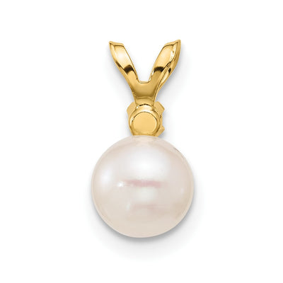 14K White Round Akoya Saltwater Cultured Pearl and .03 Carat Diamond Pendant