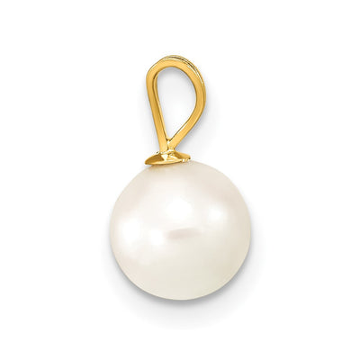 14K White Round Akoya Saltwater Cultured Pearl Pendant