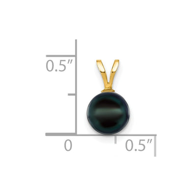 14K Black Round Akoya Saltwater Cultured Pearl Pendant