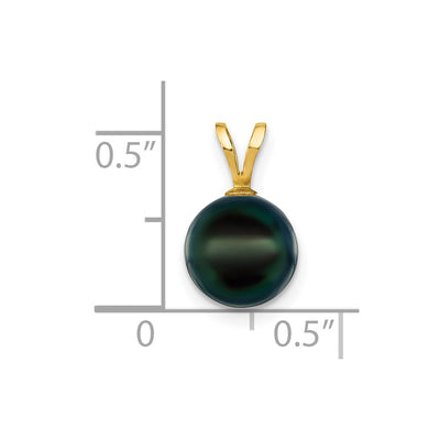 14K Black Round Akoya Saltwater Cultured Pearl Pendant