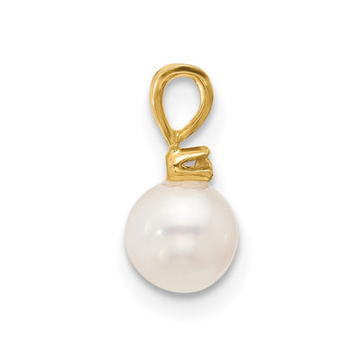 14K White Round Freshwater Cultured Pearl and .01 Carat Diamond Pendant