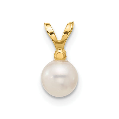 14K White Round Freshwater Cultured Pearl and .01 Carat Diamond Pendant