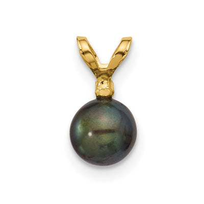 14K Black Round Freshwater Cultured Pearl and .01 Carat Diamond Pendant