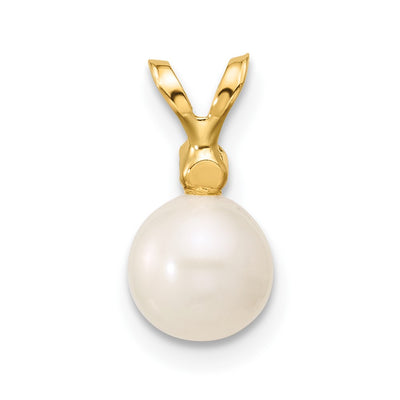 14K White Round Freshwater Cultured Pearl and .03 Carat Diamond Pendant