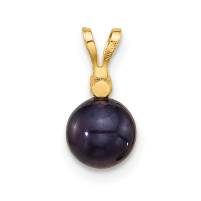 14K Black Round Freshwater Cultured Pearl and .03 Carat Diamond Pendant