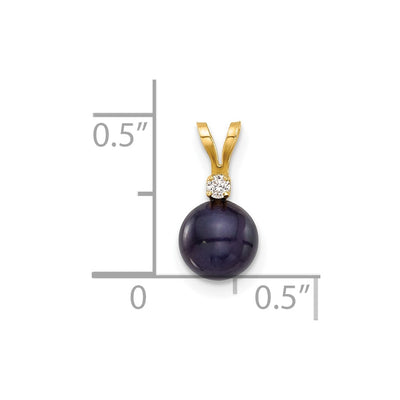 14K Black Round Freshwater Cultured Pearl and .03 Carat Diamond Pendant