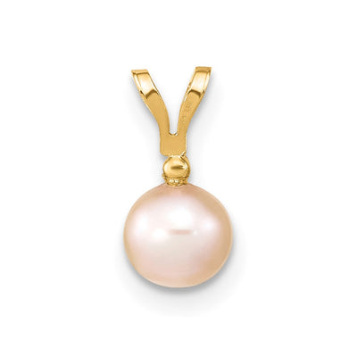 14K Pink Round Freshwater Cultured Pearl and .01 Carat Diamond Pendant