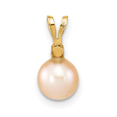 14K Pink Round Freshwater Cultured Pearl and .03 Carat Diamond Pendant