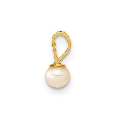 14K Gold Pink Round Freshwater Cultured Pearl Pendant