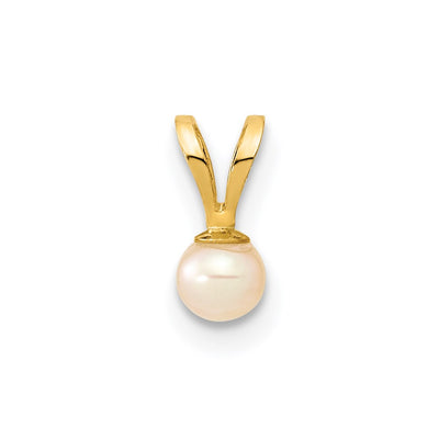 14K Gold Pink Round Freshwater Cultured Pearl Pendant