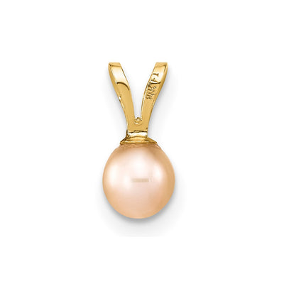 14K Gold Pink Round Freshwater Cultured Pearl Pendant