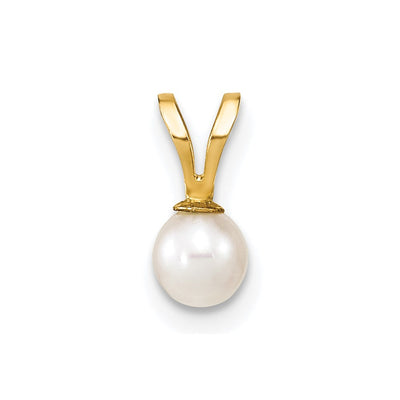 14K Gold White Round Freshwater Cultured Pearl Pendant