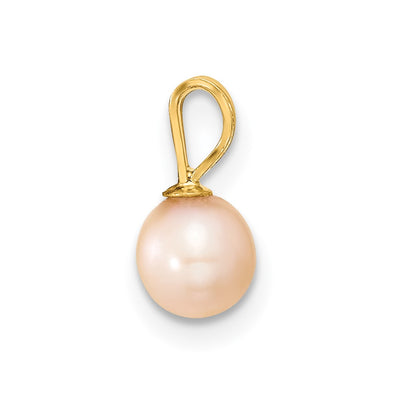14K Gold Pink Round Pink Freshwater Cultured Pearl Pendant