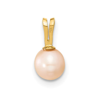 14K Gold Pink Round Pink Freshwater Cultured Pearl Pendant