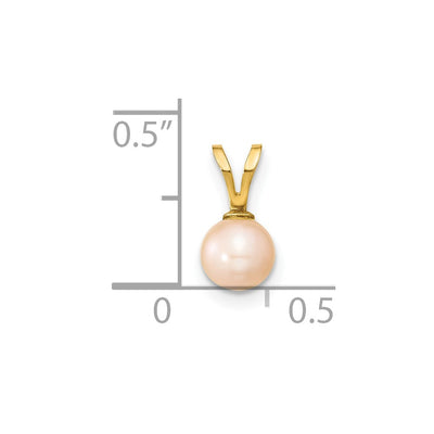 14K Gold Pink Round Pink Freshwater Cultured Pearl Pendant