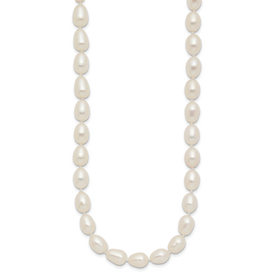 14K White Rice Freshwater Cultured Pearl, 18 x 7 to 8mm