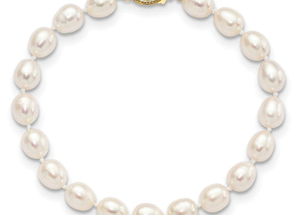 14k 7- White Rice Freshwater Cultured Pearl