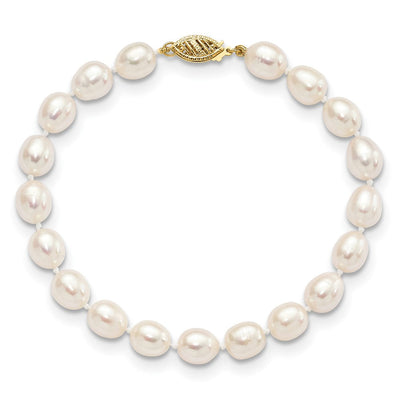 14K White Rice Freshwater Cultured Pearl, 18 x 7 to 8mm