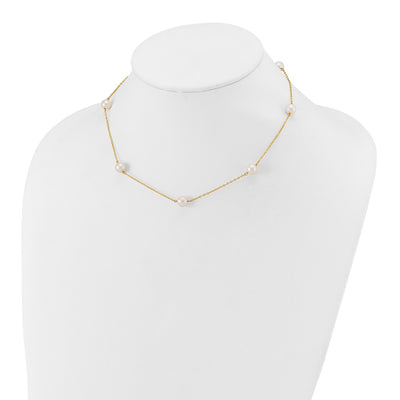 14K White Near-Round Freshwater Cultured Pearl 7-Station Necklace