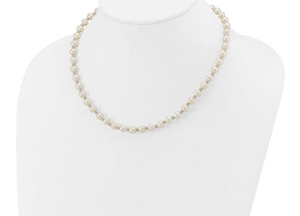 14k White Gold 6- White Near-Round Freshwater Cultured Pearl Beaded Necklace (Style XF572-18)